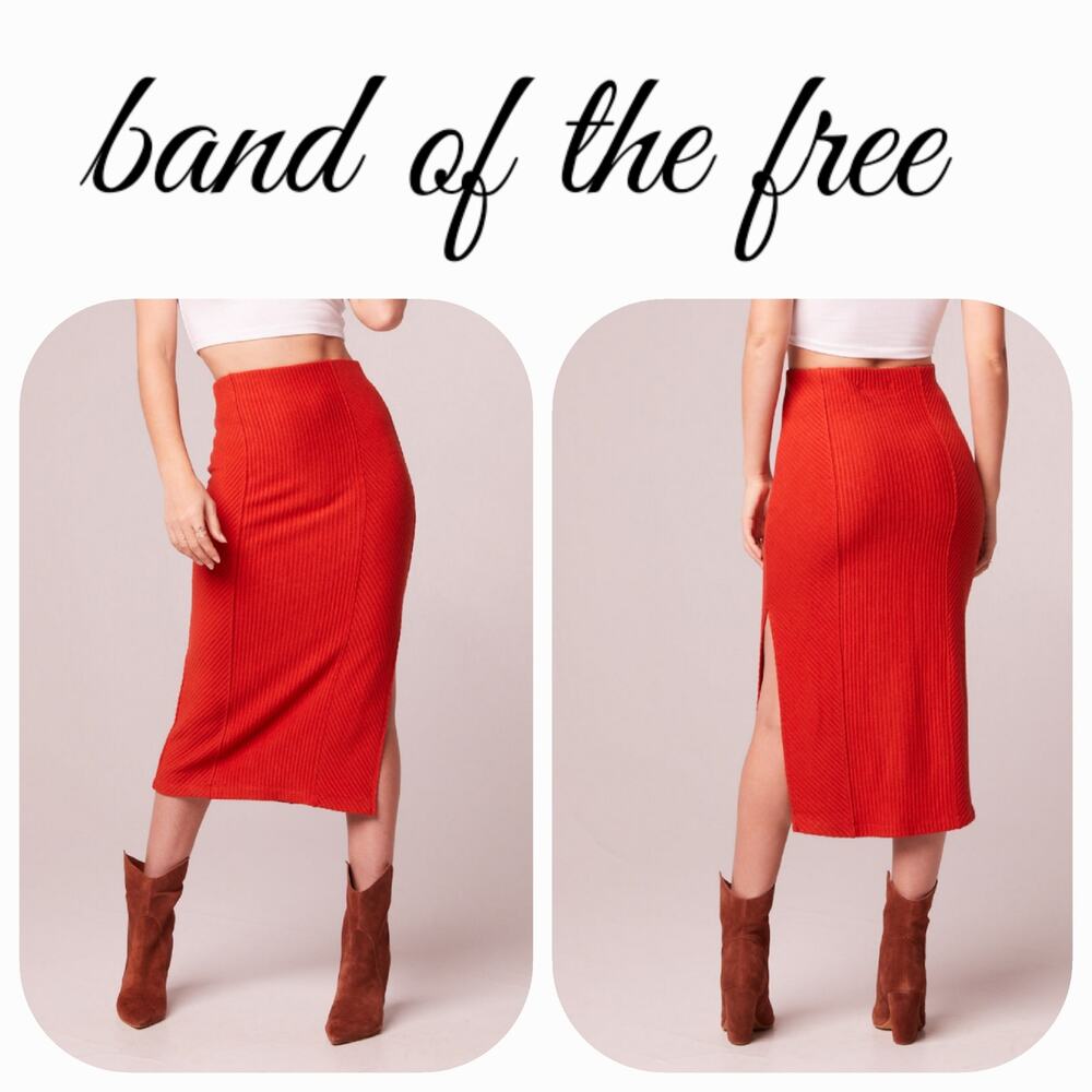 NWT B.O.G. Band of the Free Renee Bodycon Ribbed Pencil Skirt Sz. S [4-6] Rust